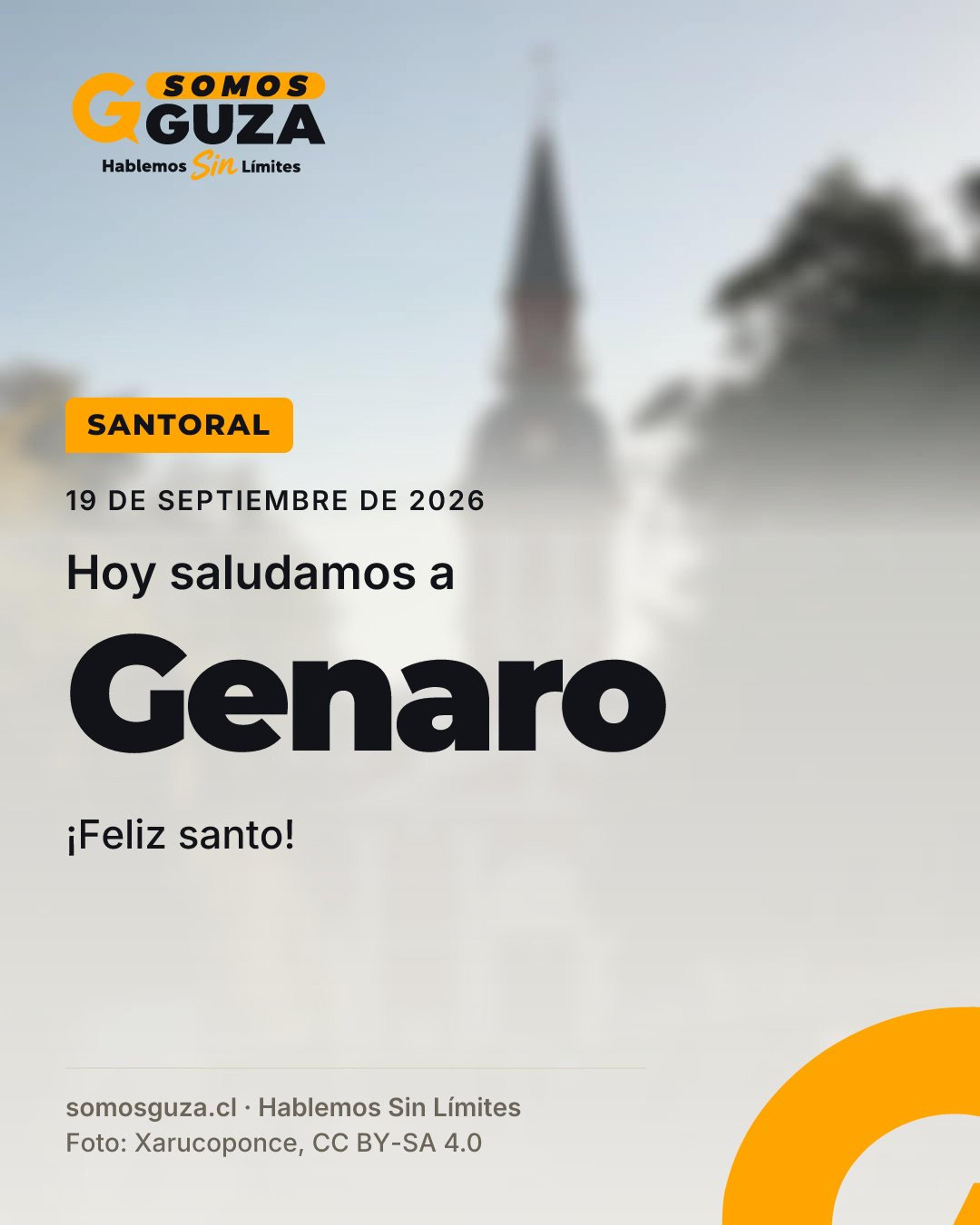 19 de septiembre de 2026. Hoy saludamos a Genaro. ¡Feliz santo!
