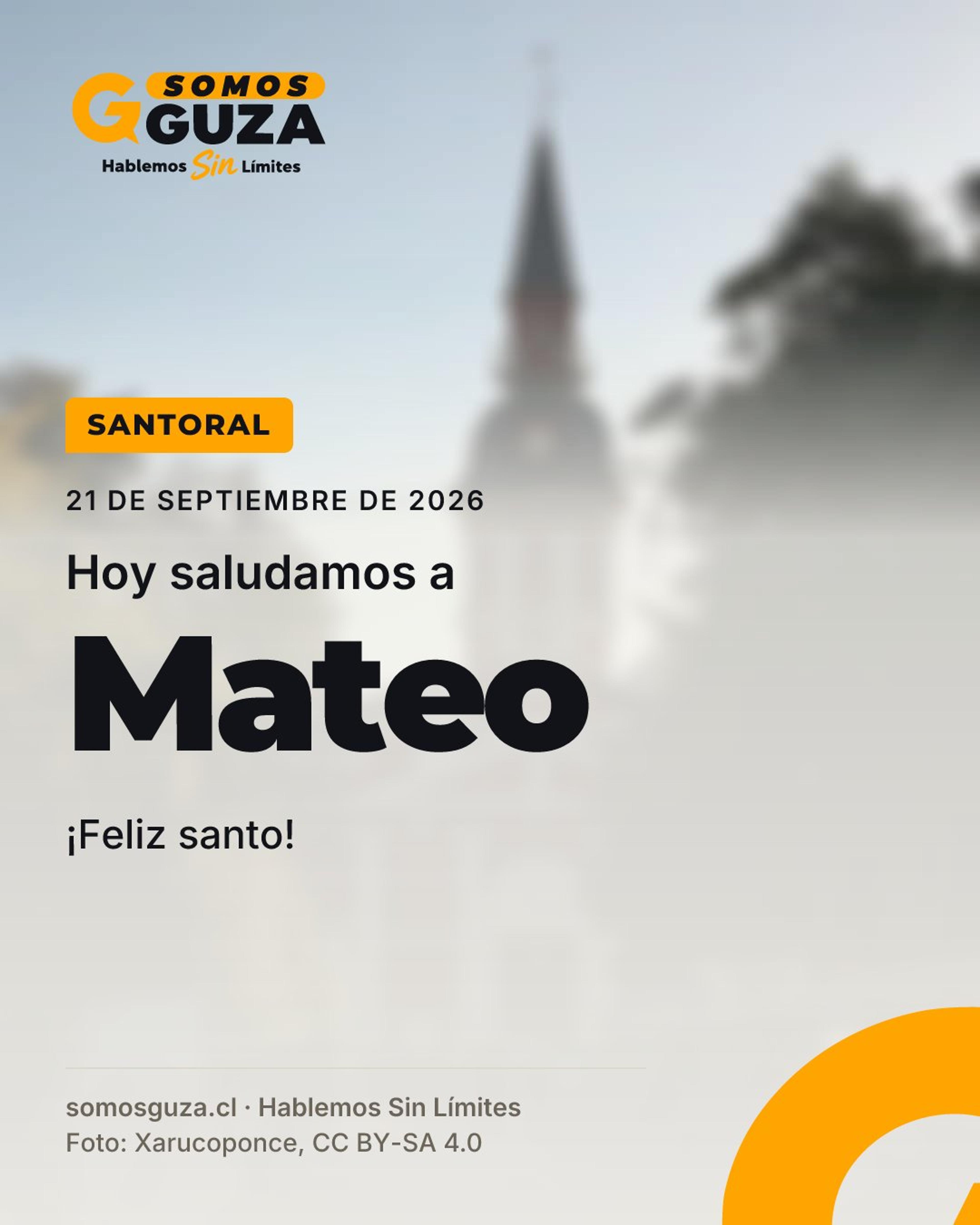 21 de septiembre de 2026. Hoy saludamos a Mateo. ¡Feliz santo!