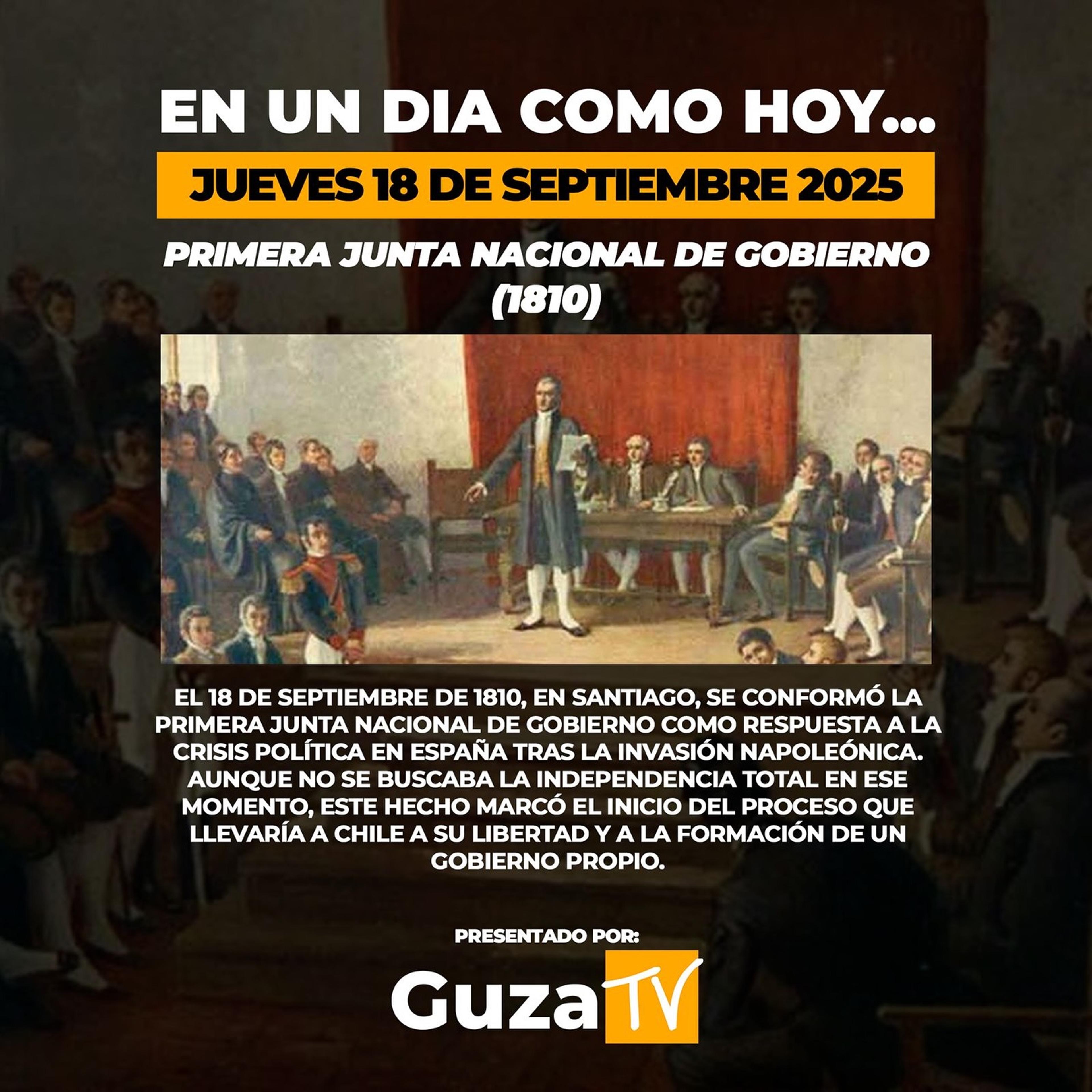 Foto 2 de 3: Un día como hoy, 18 de septiembre de 1810, se dio un paso fundamental en la historia de Chile con la…