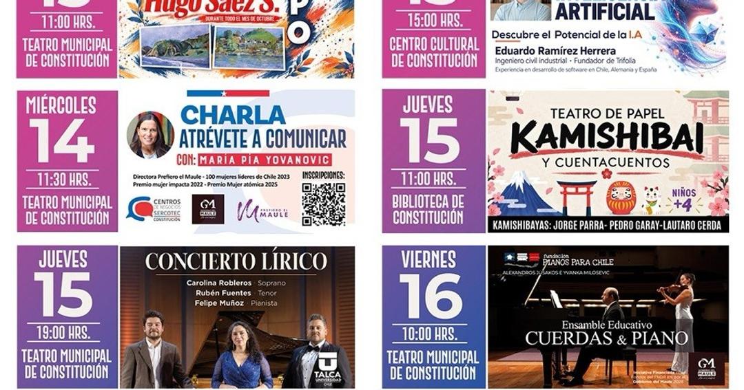 Octubre cultural en Constitución: mes lleno de música, teatro y cine gratis
