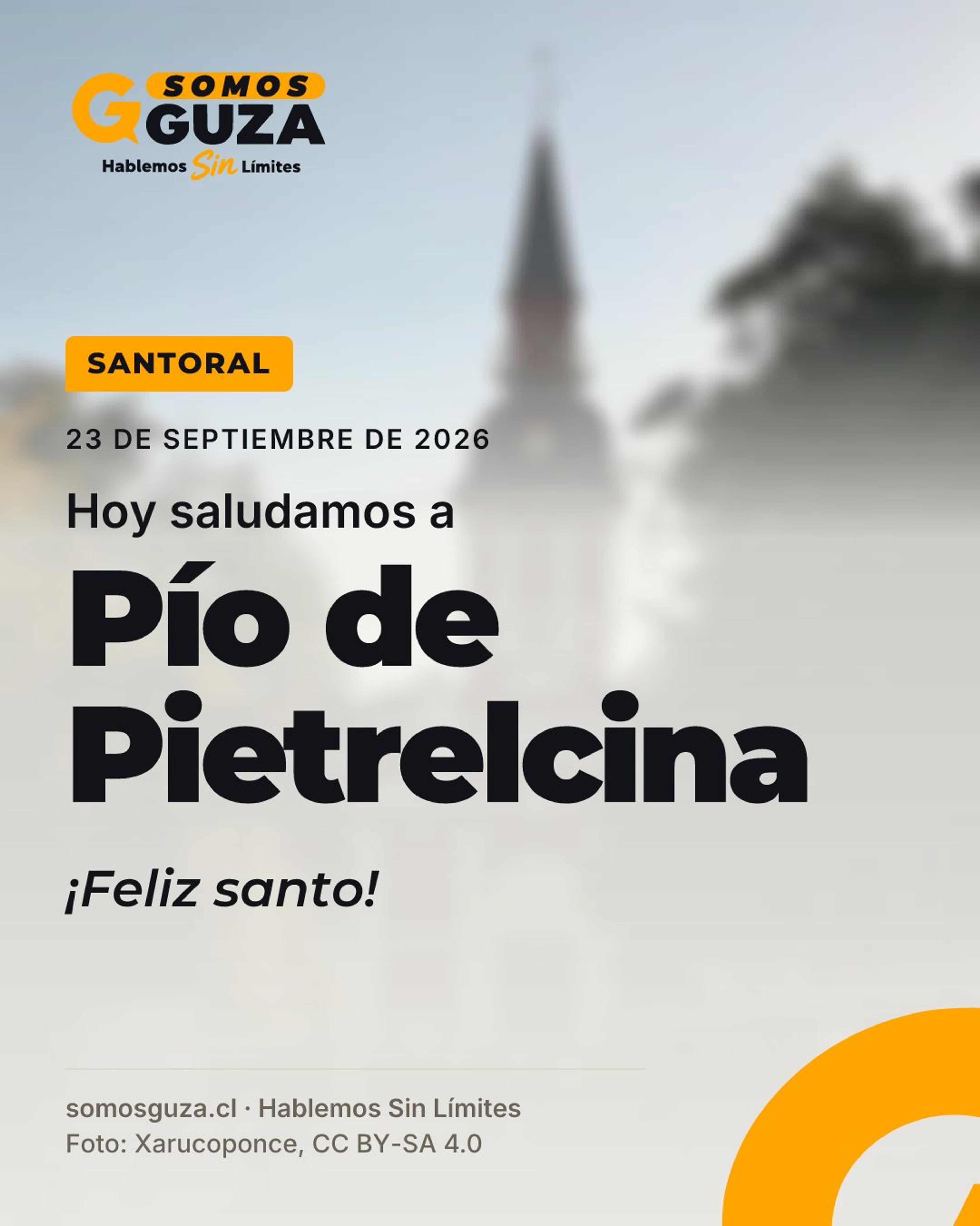 Foto 2 de 3: 23 de septiembre de 2026. Hoy saludamos a Pío de Pietrelcina. ¡Feliz santo!