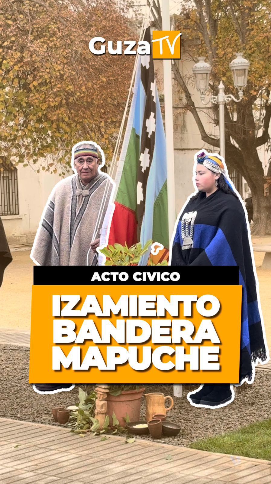 Portada del video: En un acto lleno de respeto y simbolismo, se realizó el izamiento de la Wenufoye, bandera mapuche, en el…