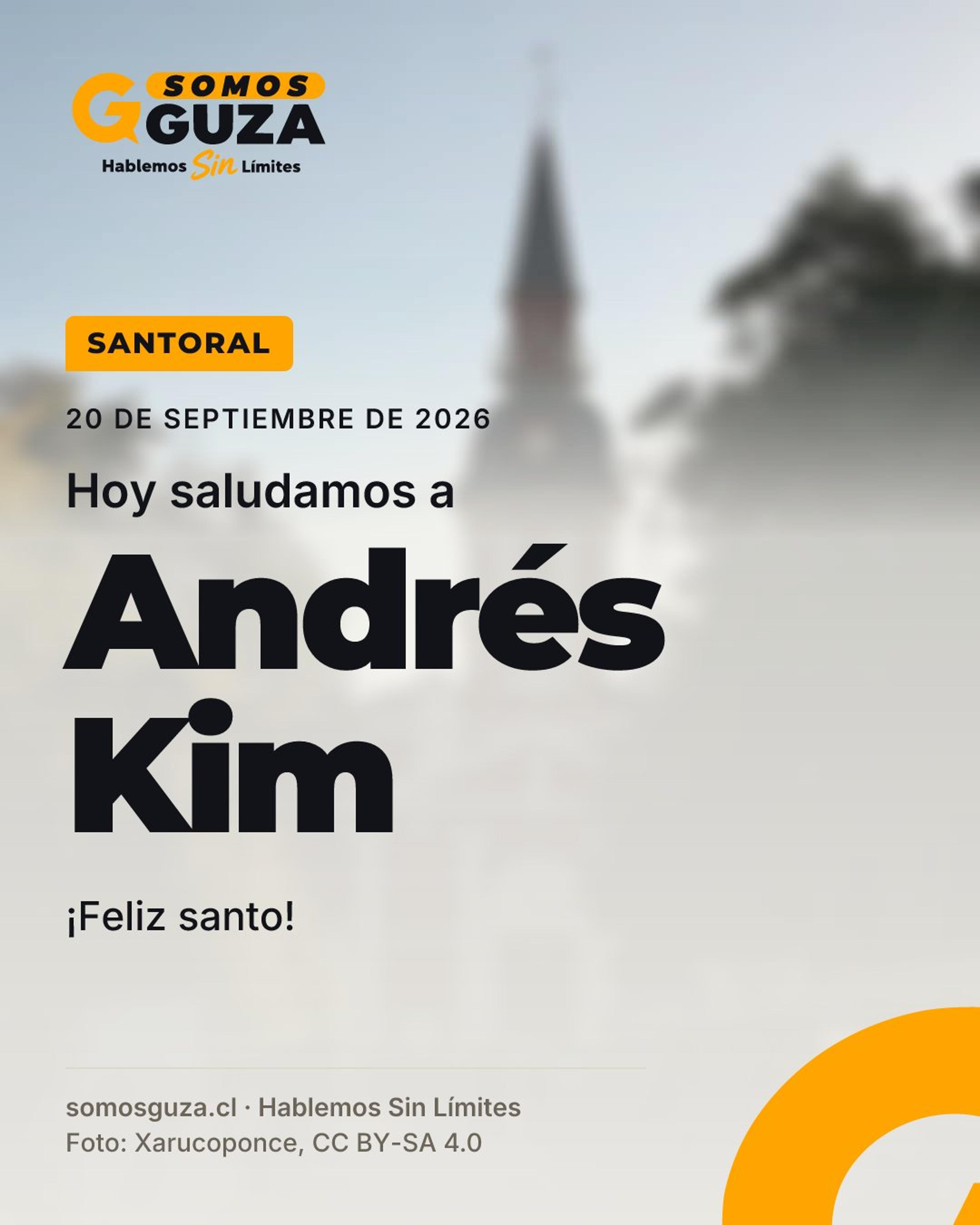 20 de septiembre de 2026. Hoy saludamos a Andrés Kim. ¡Feliz santo!