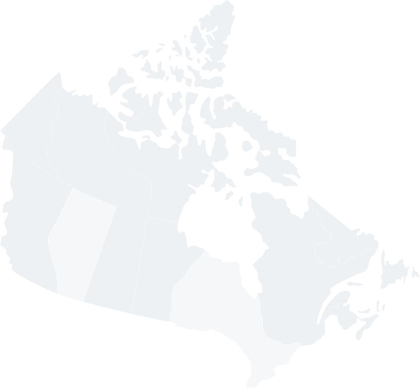 Map of Araam showroom locations across Canada