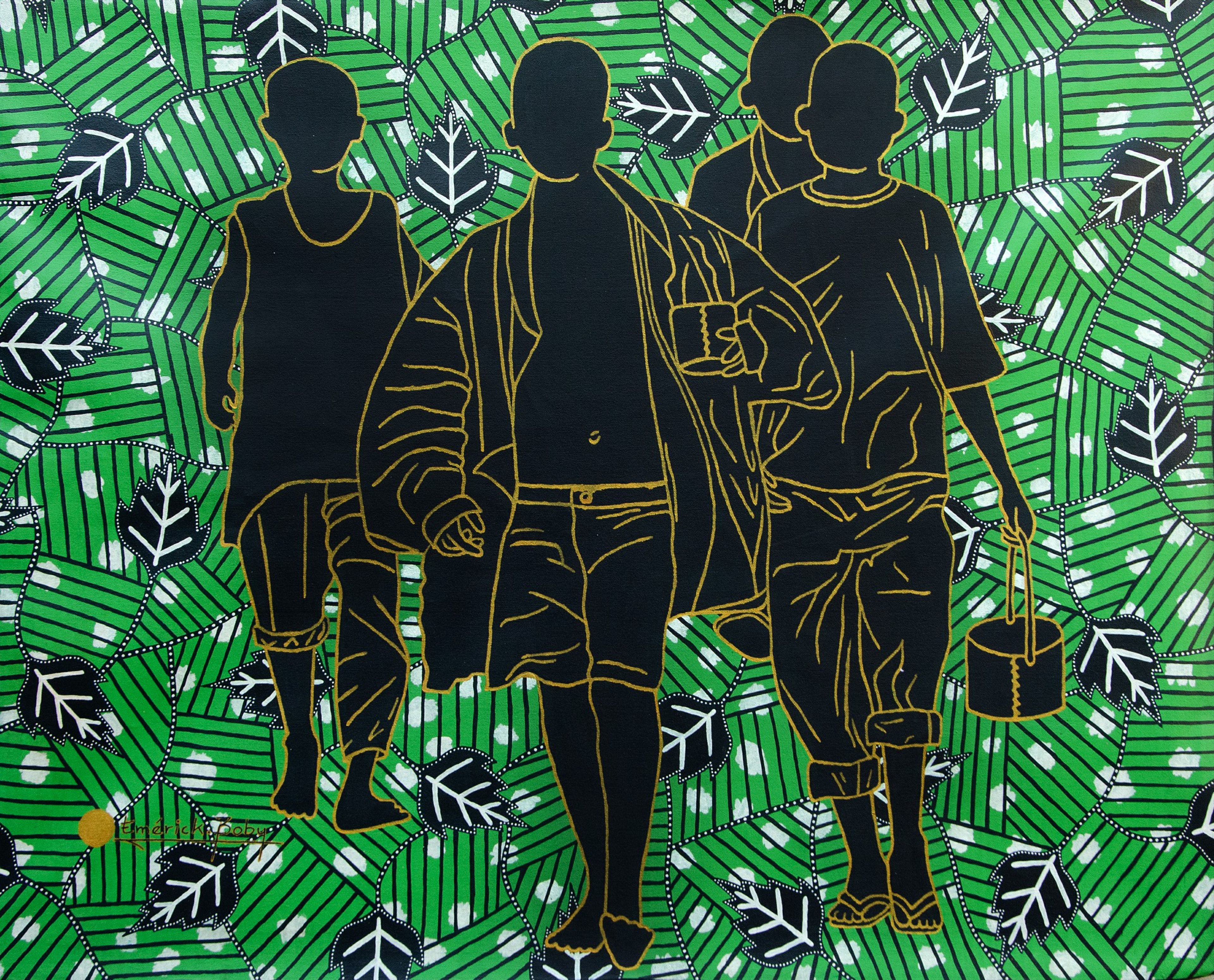 Peinture « La rue, notre maison », 2023, série Jeunesse, par Emérick Boby