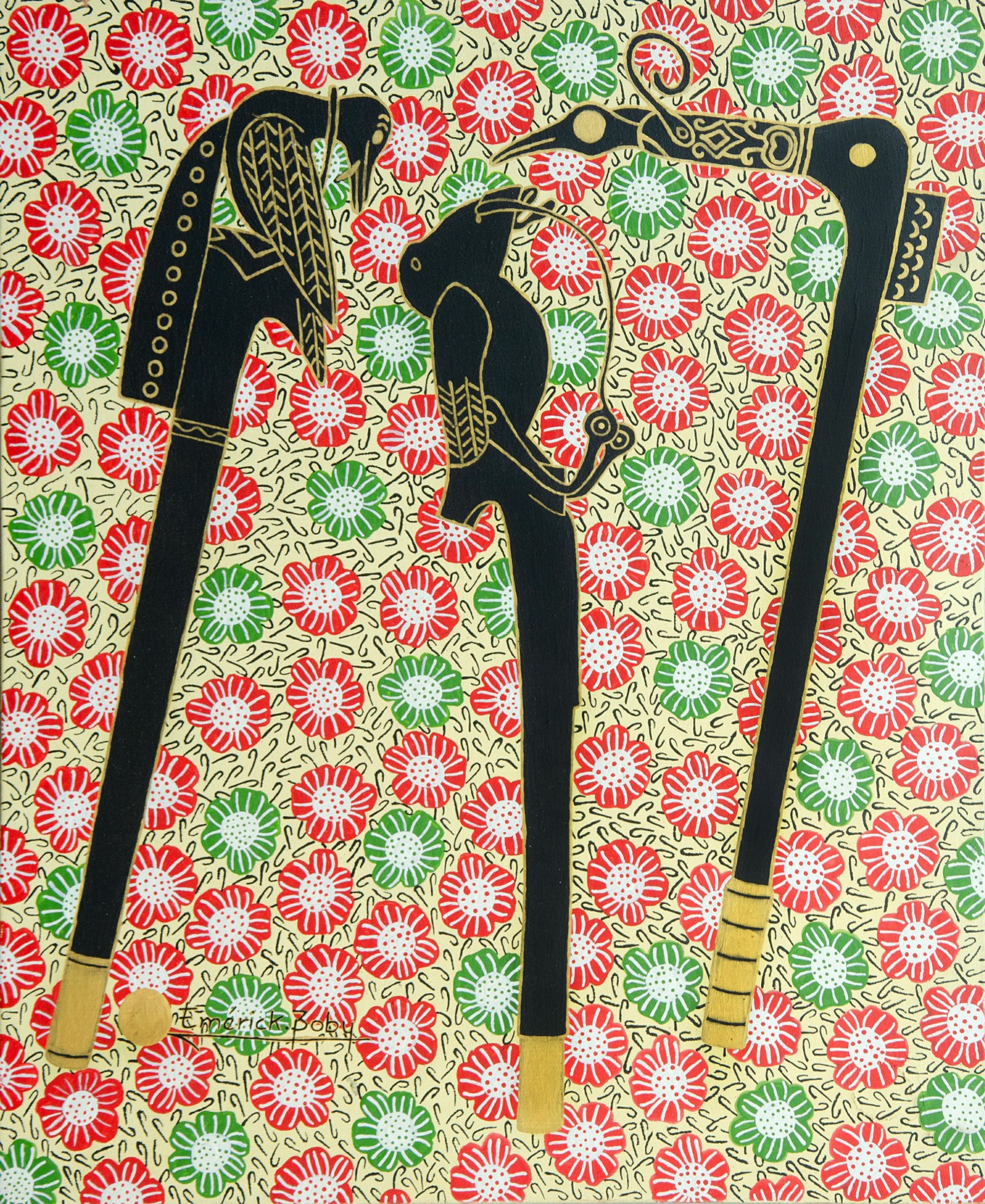 Peinture « Makpo Dada Gannyexesu ton le », 2022, série Récades, par Emérick Boby