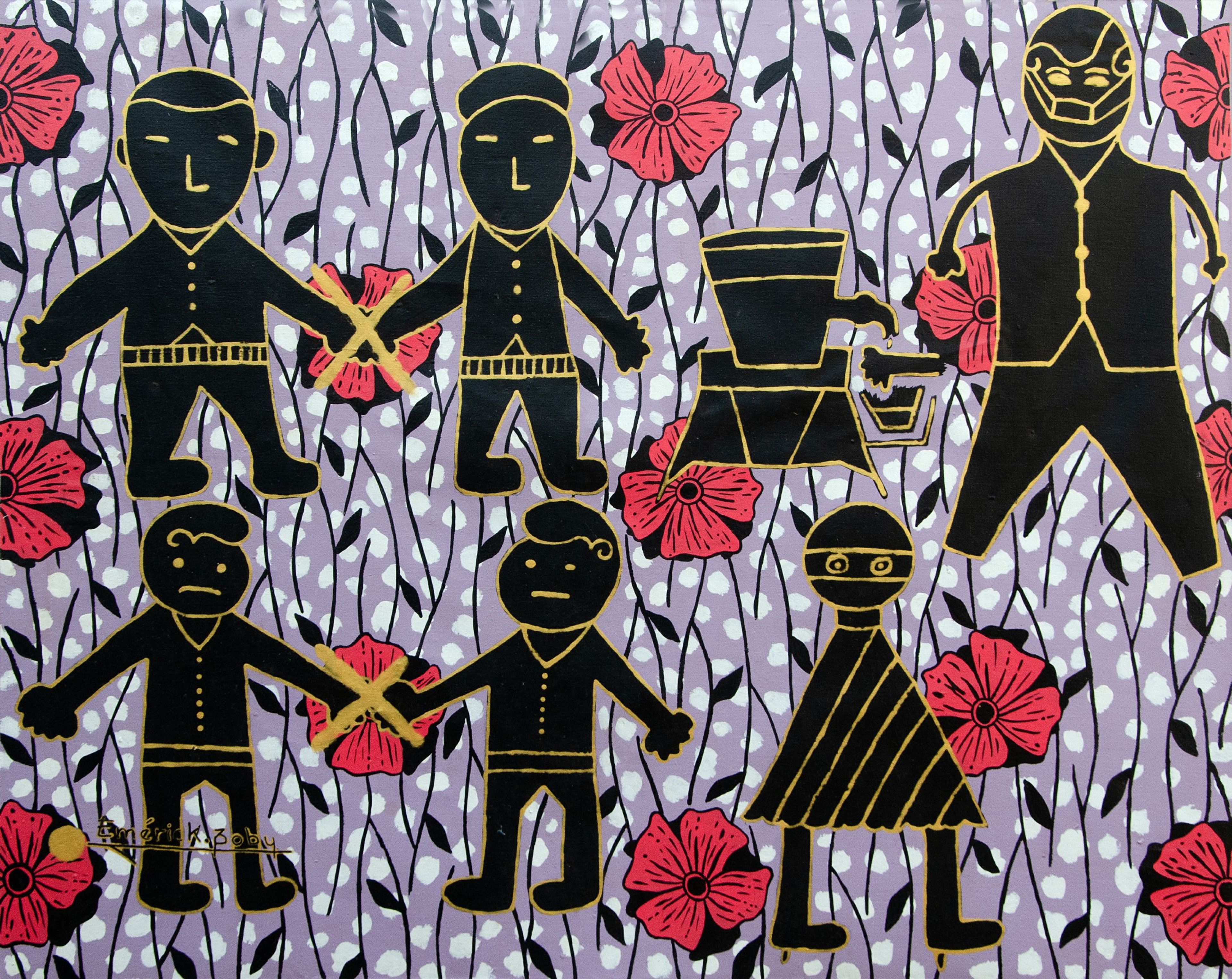 Peinture « Enfance volée 05 », 2022, série Enfance volée, par Emérick Boby