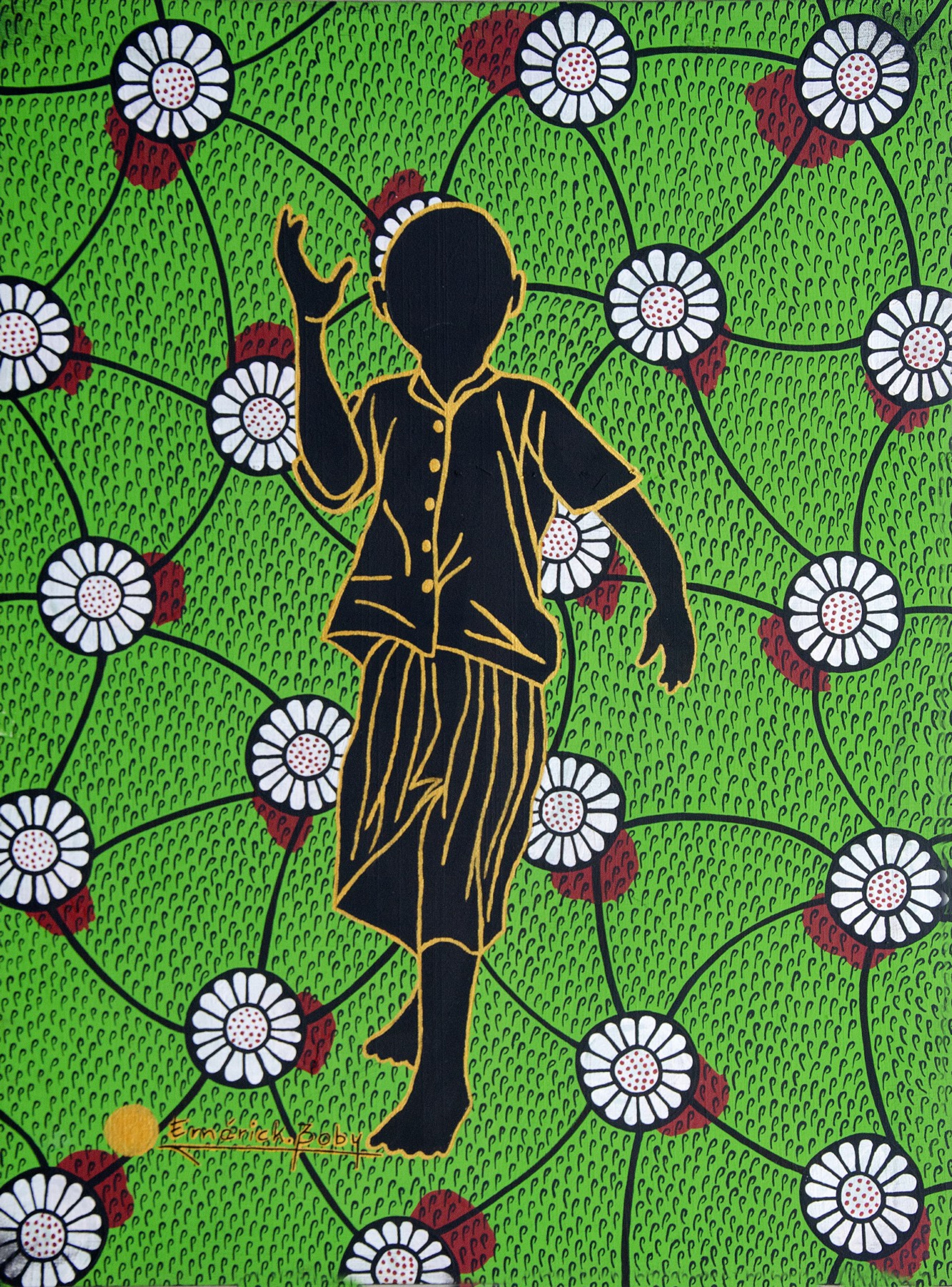 Peinture « Je danse 01 », 2023, série Jeunesse, par Emérick Boby