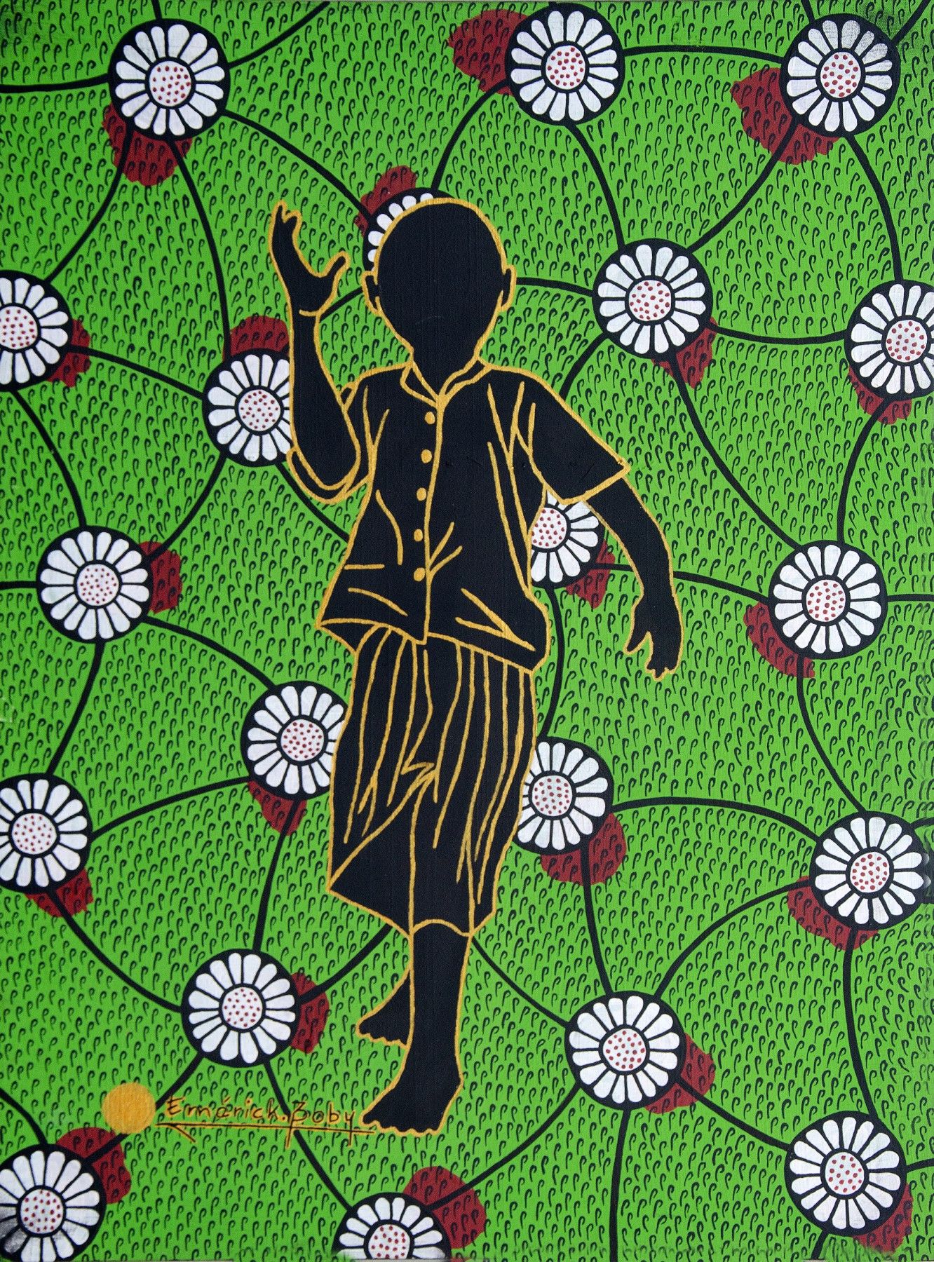 Peinture « Je danse 01 », 2023, série Jeunesse, par Emérick Boby