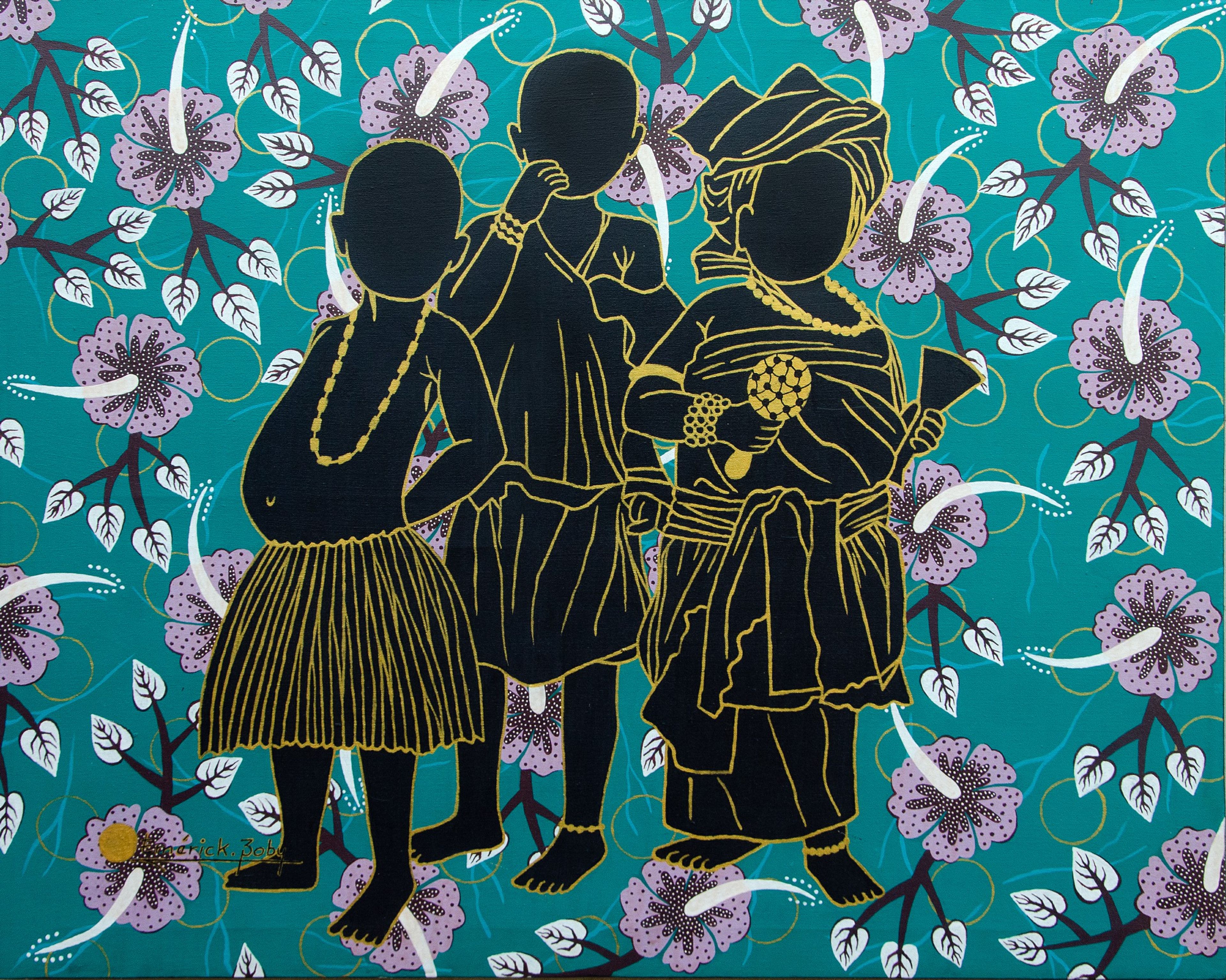 Peinture « Sans titre », 2023, série Jeunesse, par Emérick Boby