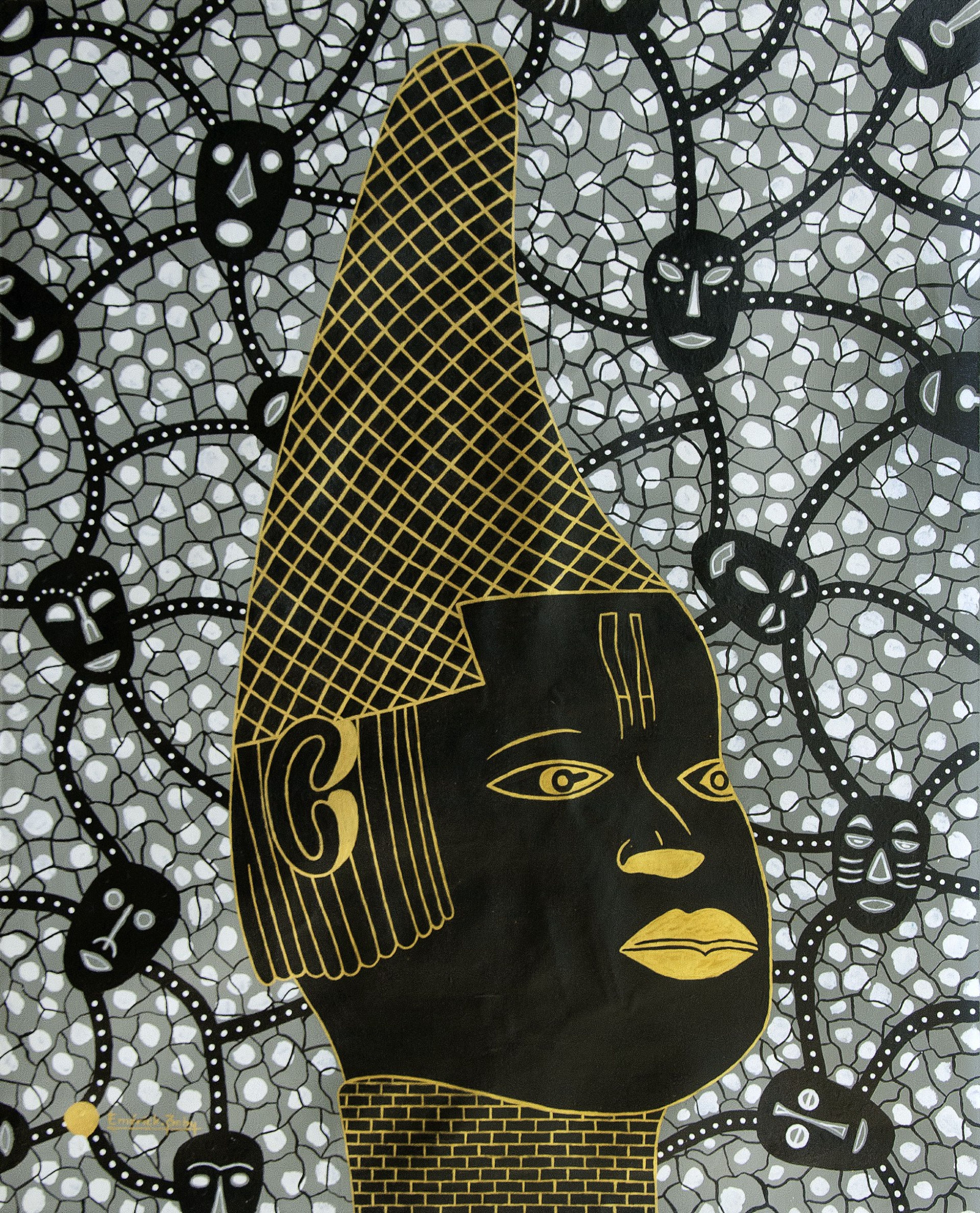 Peinture « Masque d'Afrique », 2021, série Hors séries, par Emérick Boby