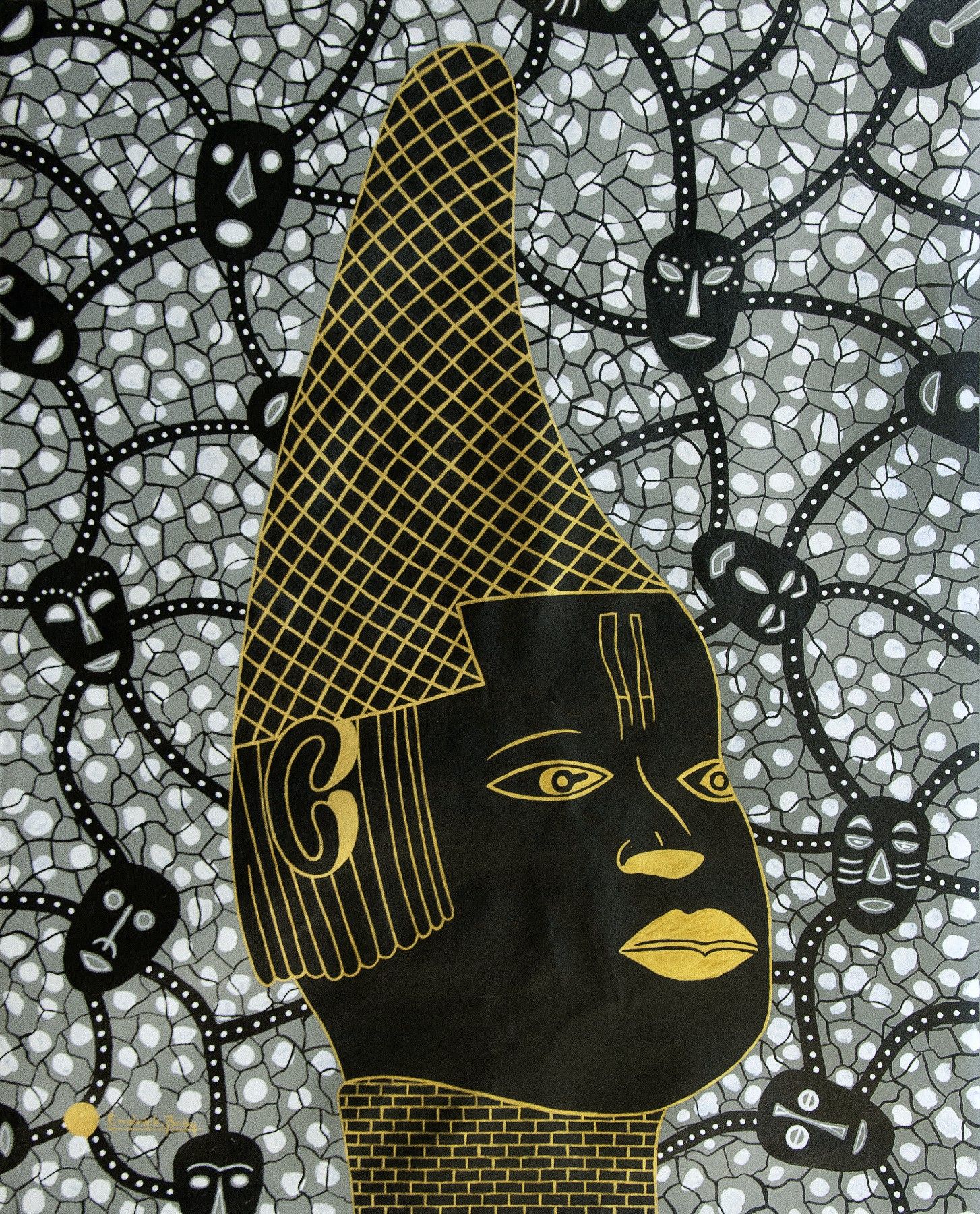 Peinture « Masque d'Afrique », 2021, série Hors séries, par Emérick Boby