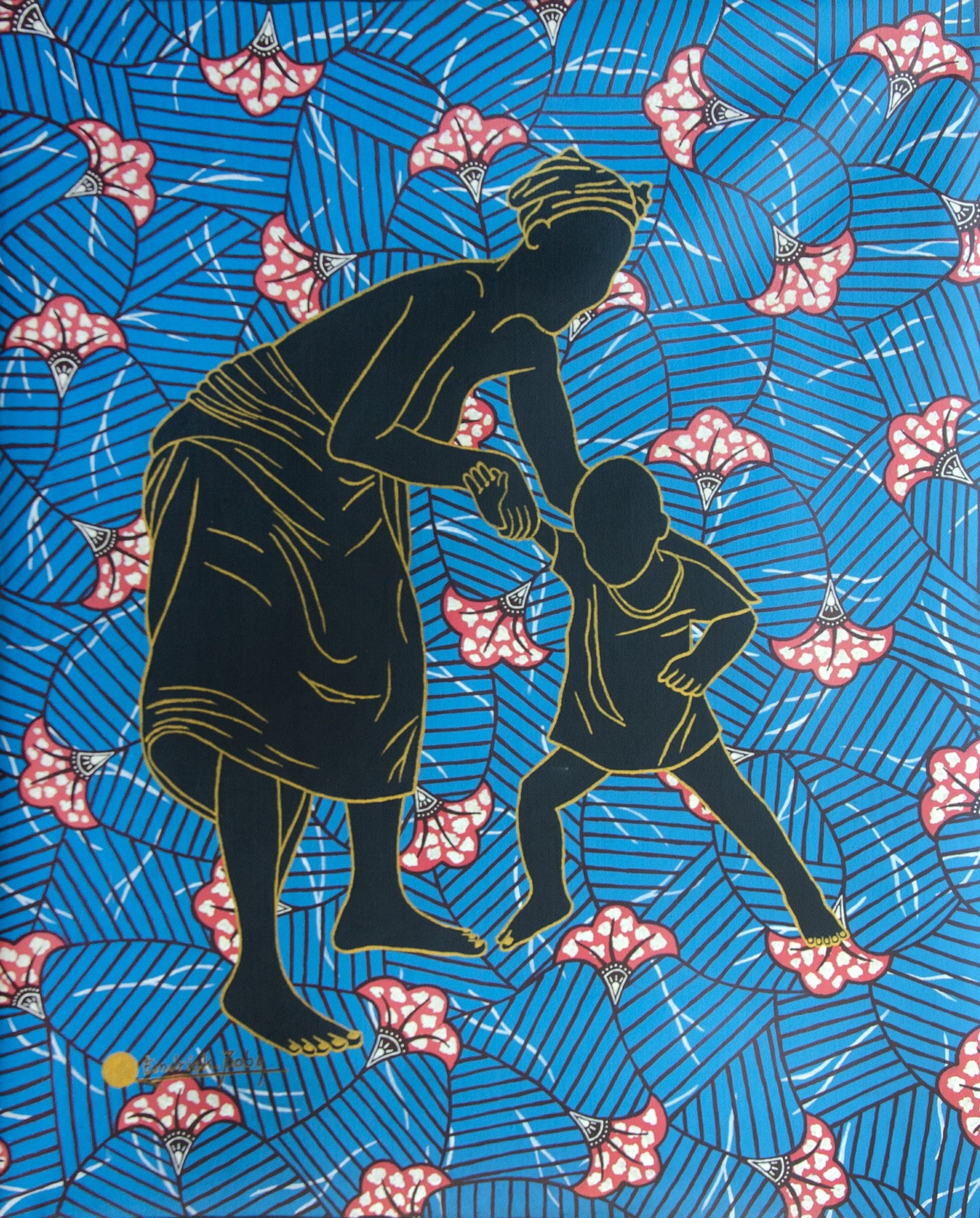 Peinture « Maman et moi », 2023, série Jeunesse, par Emérick Boby
