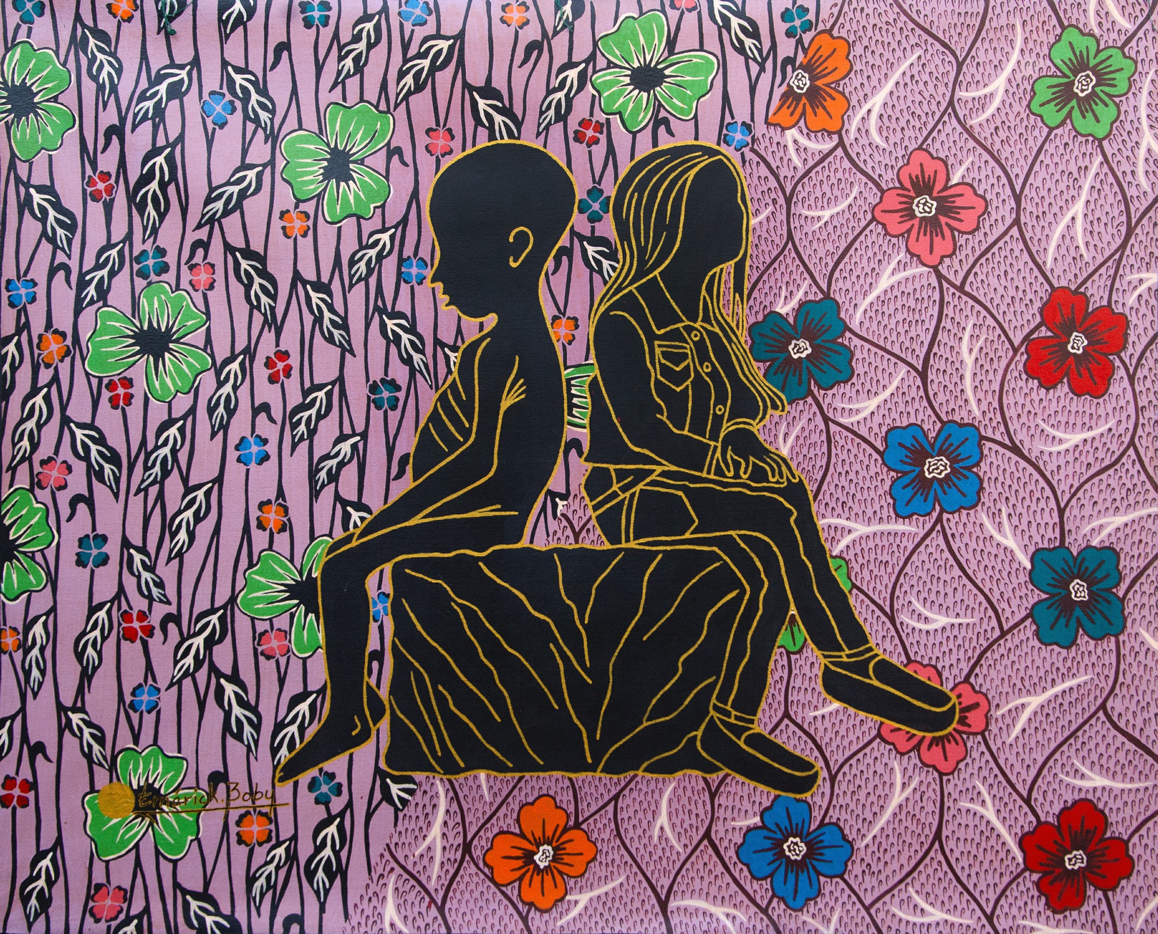 Peinture « La forêt et le jardin », 2023, série Jeunesse, par Emérick Boby