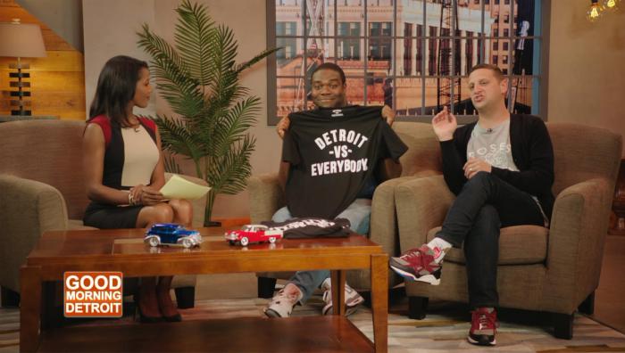 You may be familiar with "Detroit vs. Everybody." - Just the best. - And "Detroit Hustles Harder." - You can't beat it.