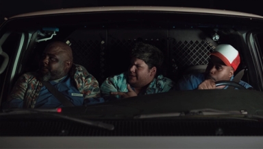 We out here drivin' late at night, lookin' for crazy people what a fright, you look to the left, look