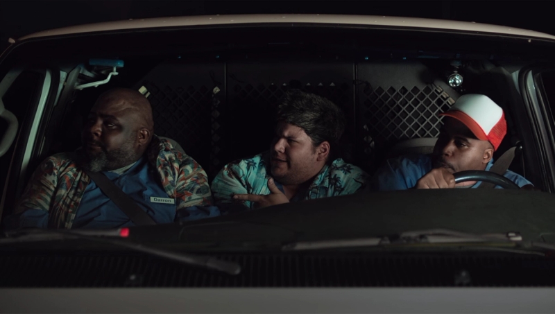 We out here drivin' late at night, lookin' for crazy people what a fright, you look to the left, look