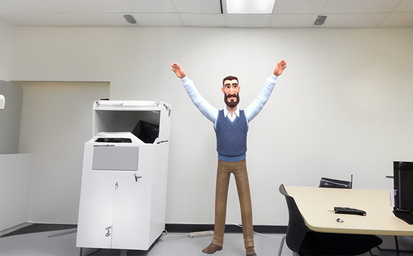 A CG Character composited into live action footage using Wonder Studio.