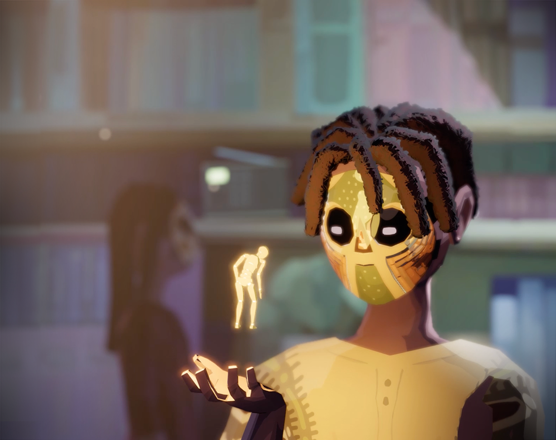 Avatar holding a hologram