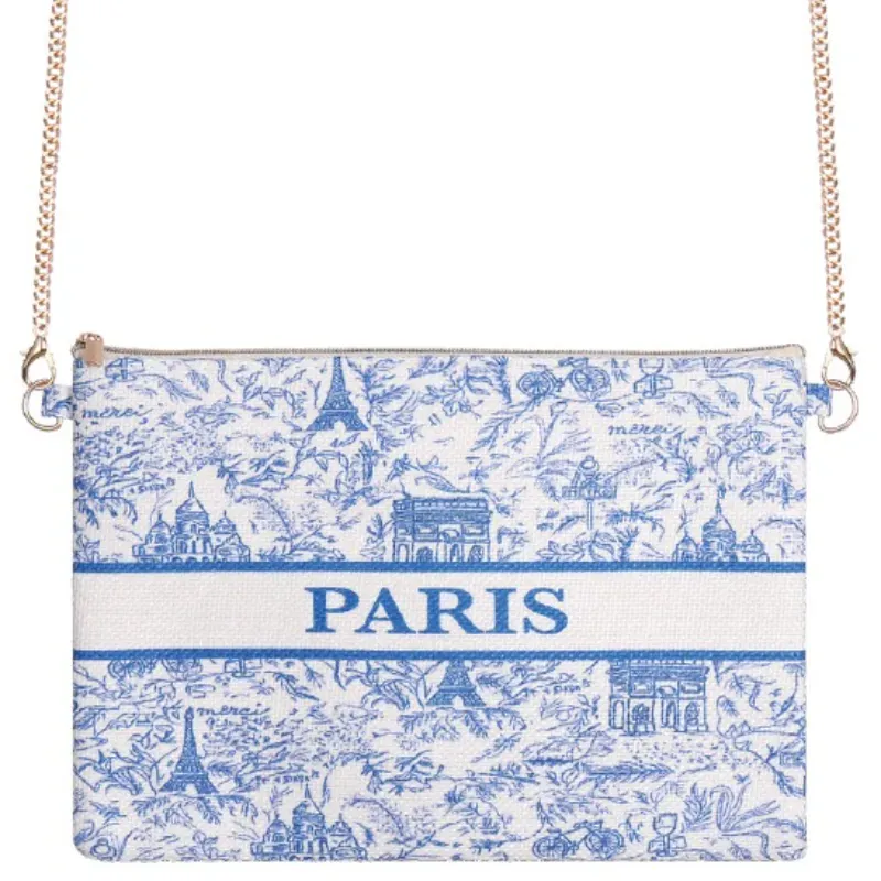 Pochette Toile de Jouy Bleu