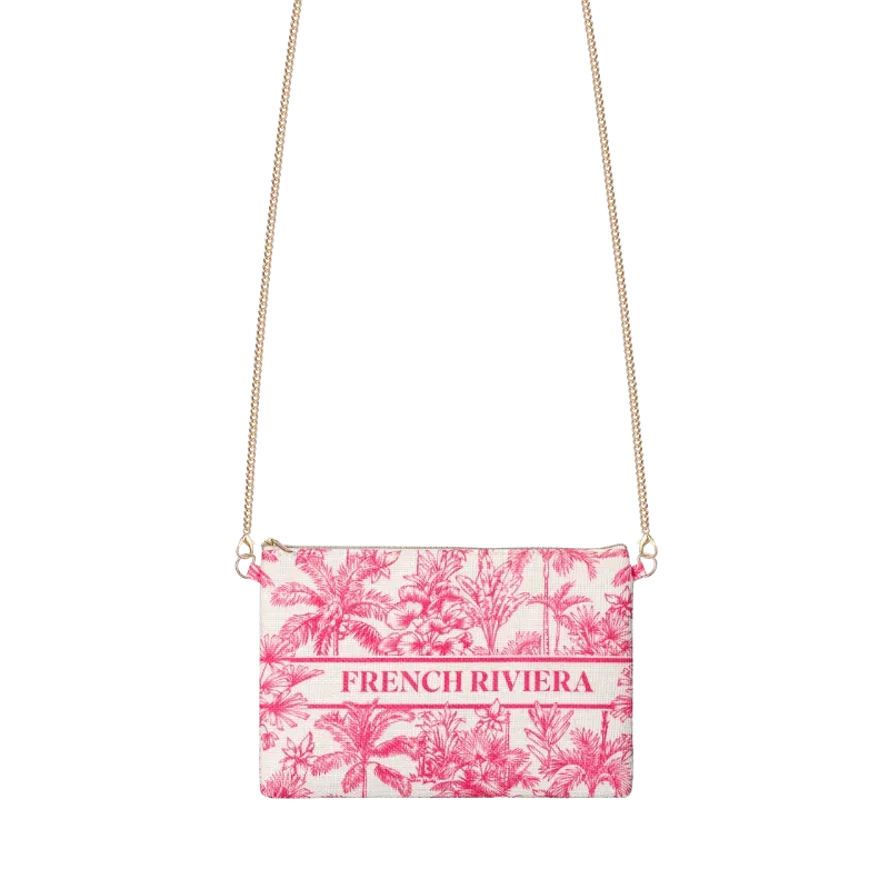 Pochette Toile de Jouy Rose avec chaine