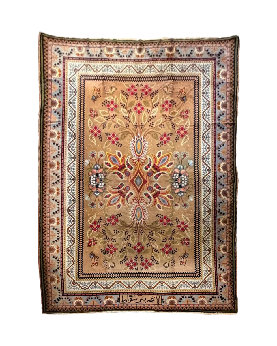 Large Antique Hand-Knotted Art Nouveau Floral Oriental Rug, 11’9” × 8’6”, Circa 1920–1950 — photograph 1