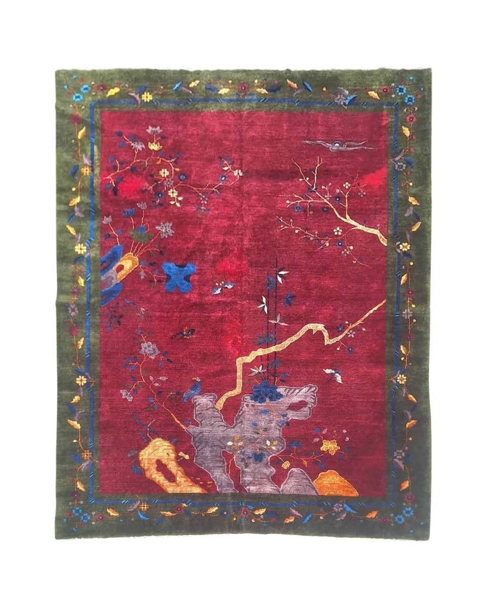 Large Vintage Chinese Art Deco Rug – 11'5" X 9'2" — photograph 1