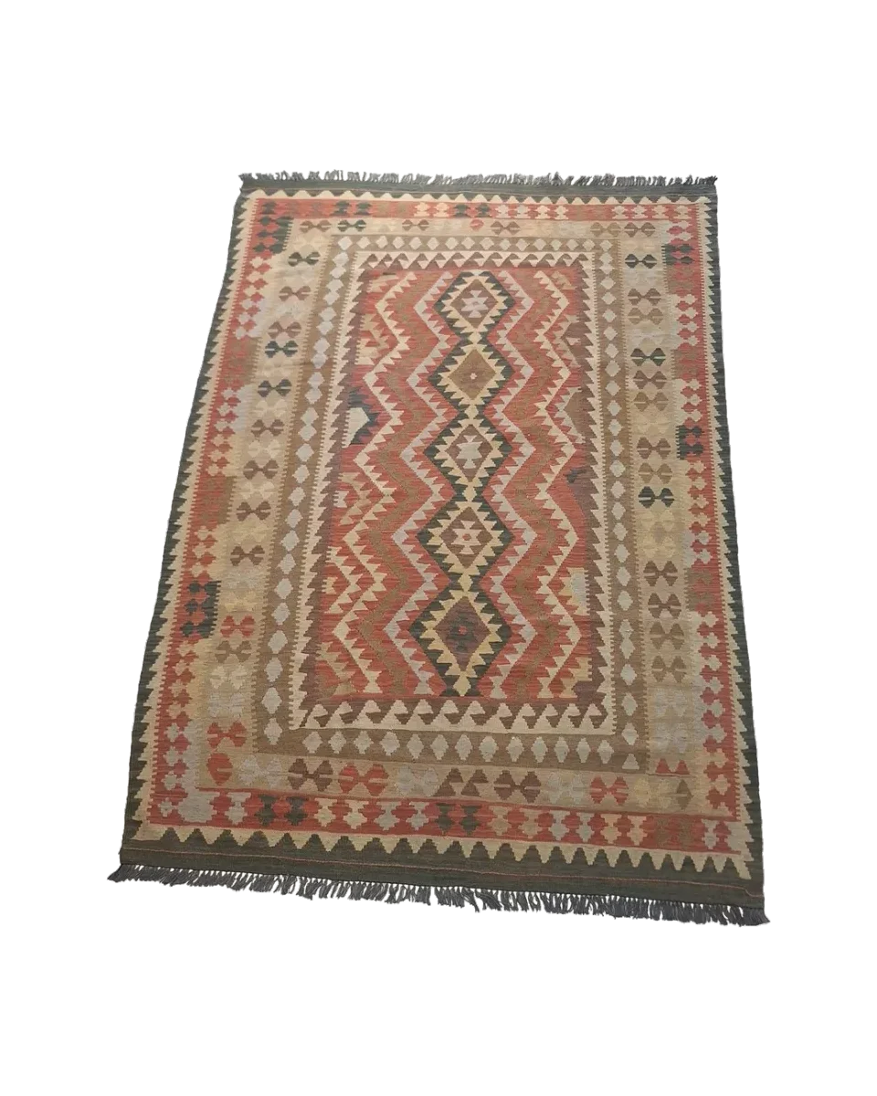 Vintage Handwoven Geometric Kilim Rug — photograph 1