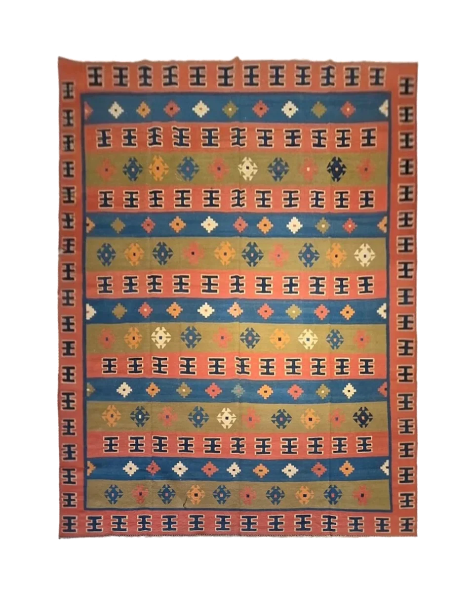 Late 20th Century Persian Kilim Flatweave Rug in Terracotta Red — photograph 1