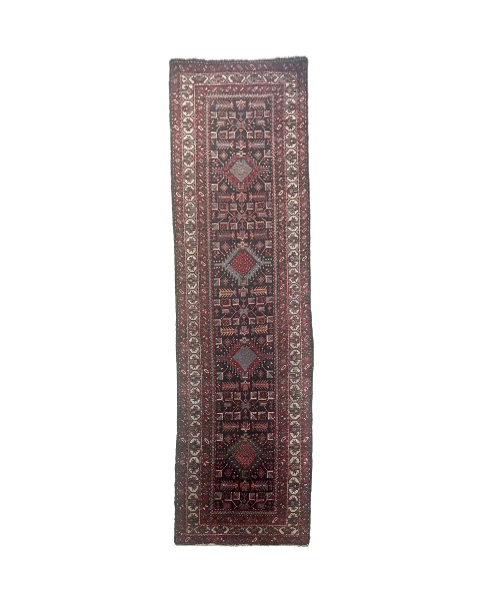 Vintage Persian Runner Rug – Handwoven Wool, Geometric Tribal Design — photograph 1