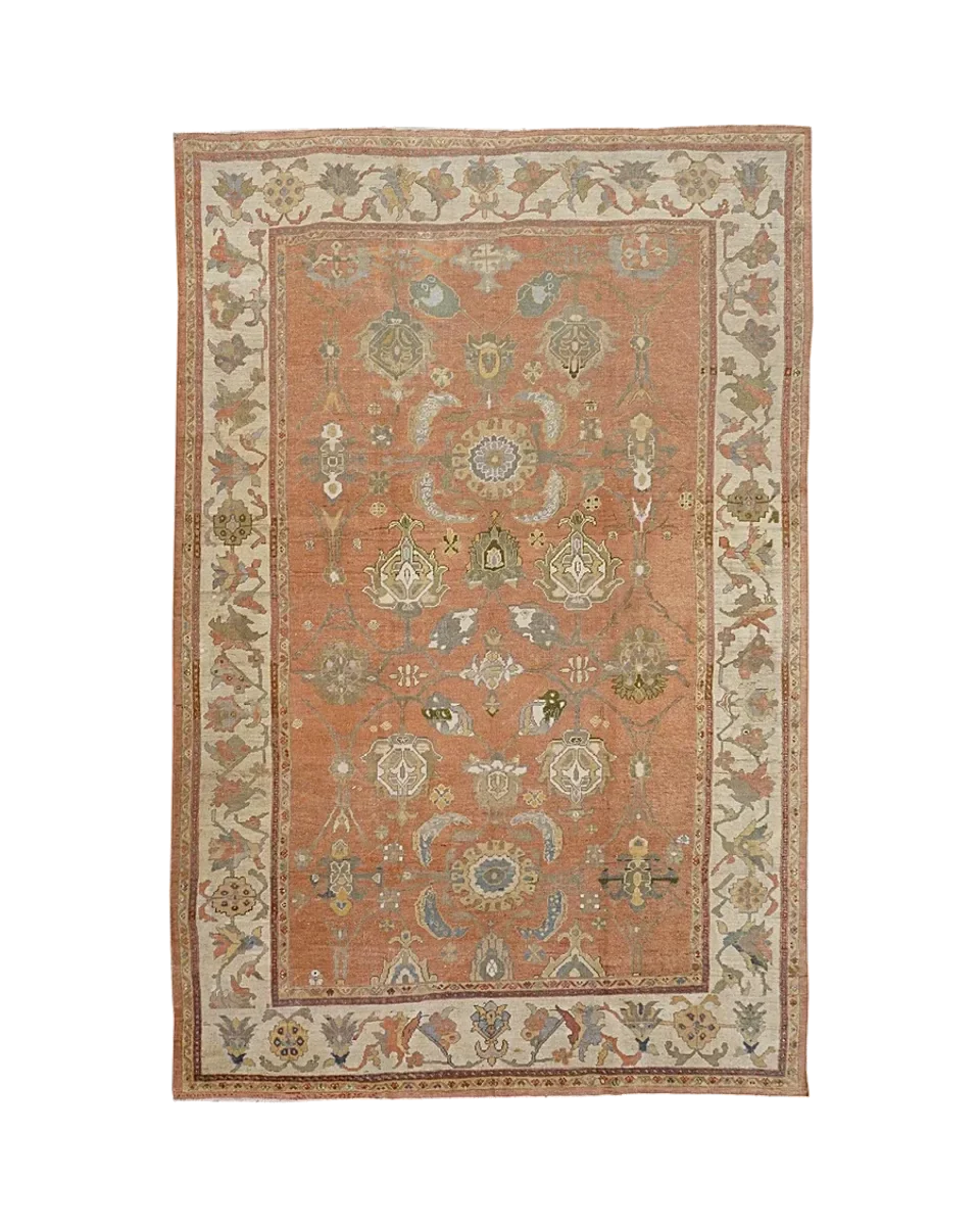1880's Antique Ziegler Mahal Dusty Rose With Salmon Tones — photograph 1