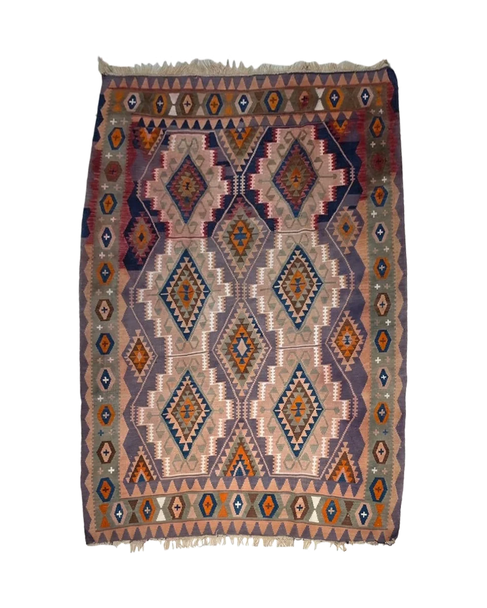 Vintage Dusty Rose Turkish Kilim Rug, Anatolia, Mid-20th Century — photograph 1