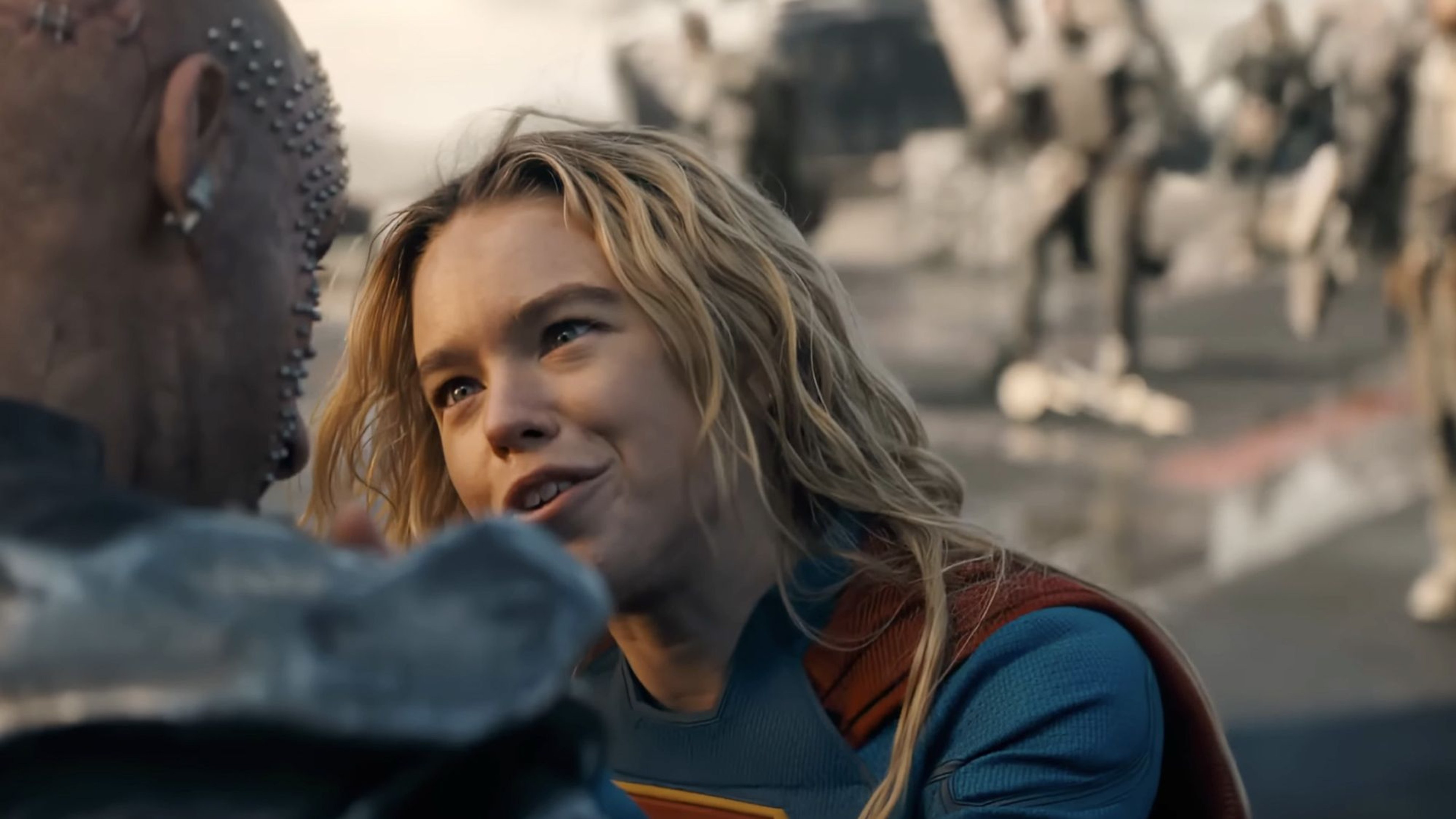 Milly Alcock as Supergirl in a promotional image for the 2026 DC movie.