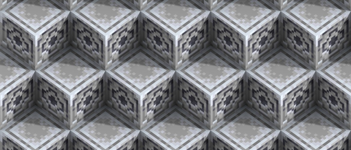 A lodestone block glowing inside a Minecraft landscape.