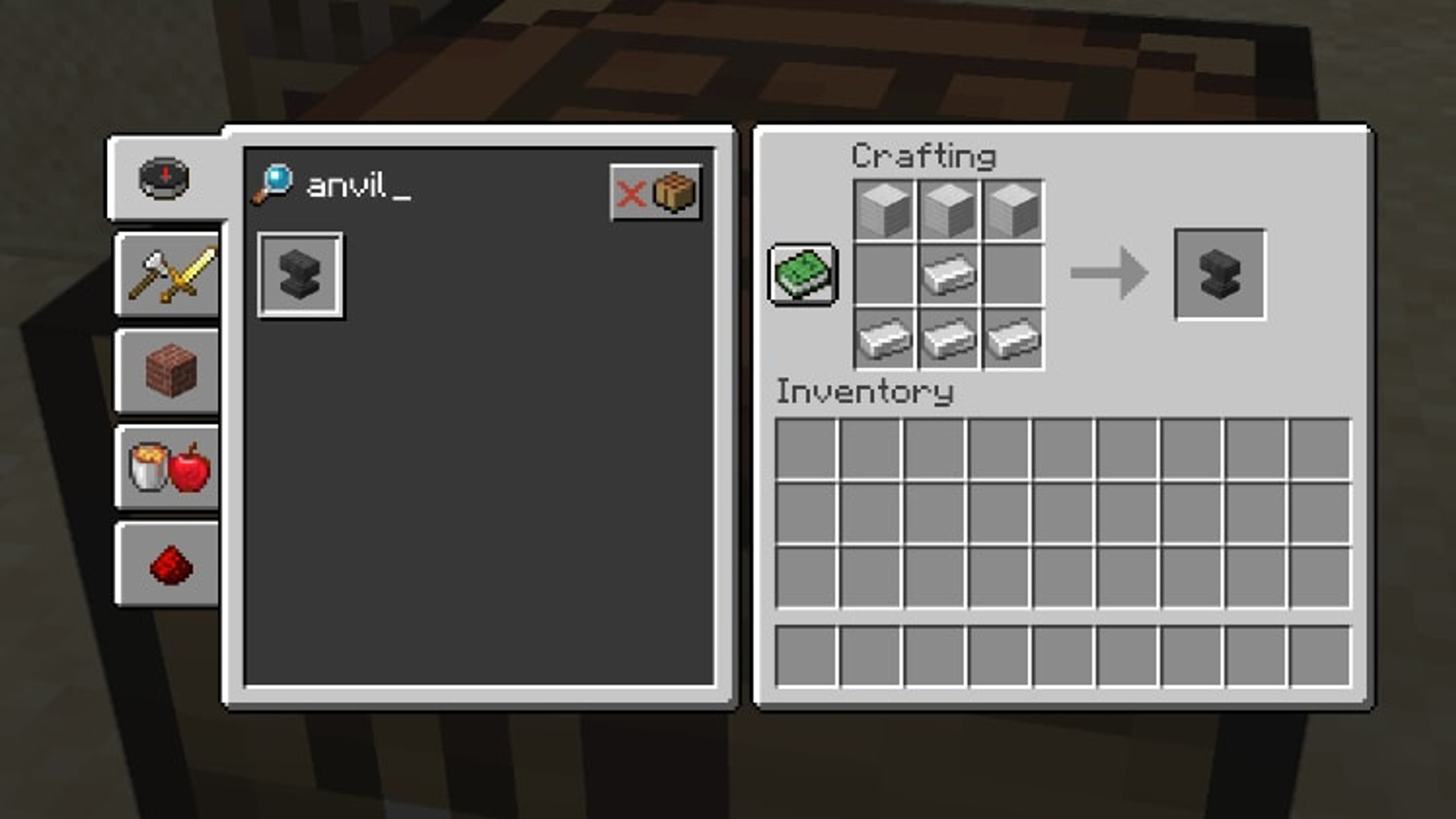 The Minecraft anvil interface combining an elytra with phantom membranes.