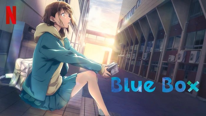 Official Netflix Blue Box promotional image showing Chinatsu Kano near an athletic facility.