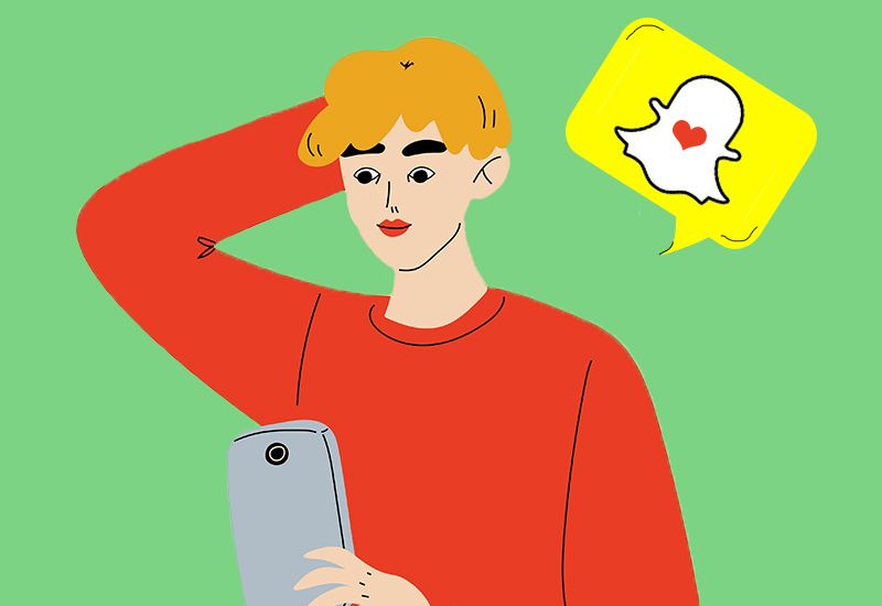 FLØRTETIPS: Snapchat kan være et fint sted å starte en flørt, men husk at du før eller senere må ta kontakt ansikt til ansikt også hvis det skal kunne bli noe mer. Illustrasjon: Colourbox / ung.no. 