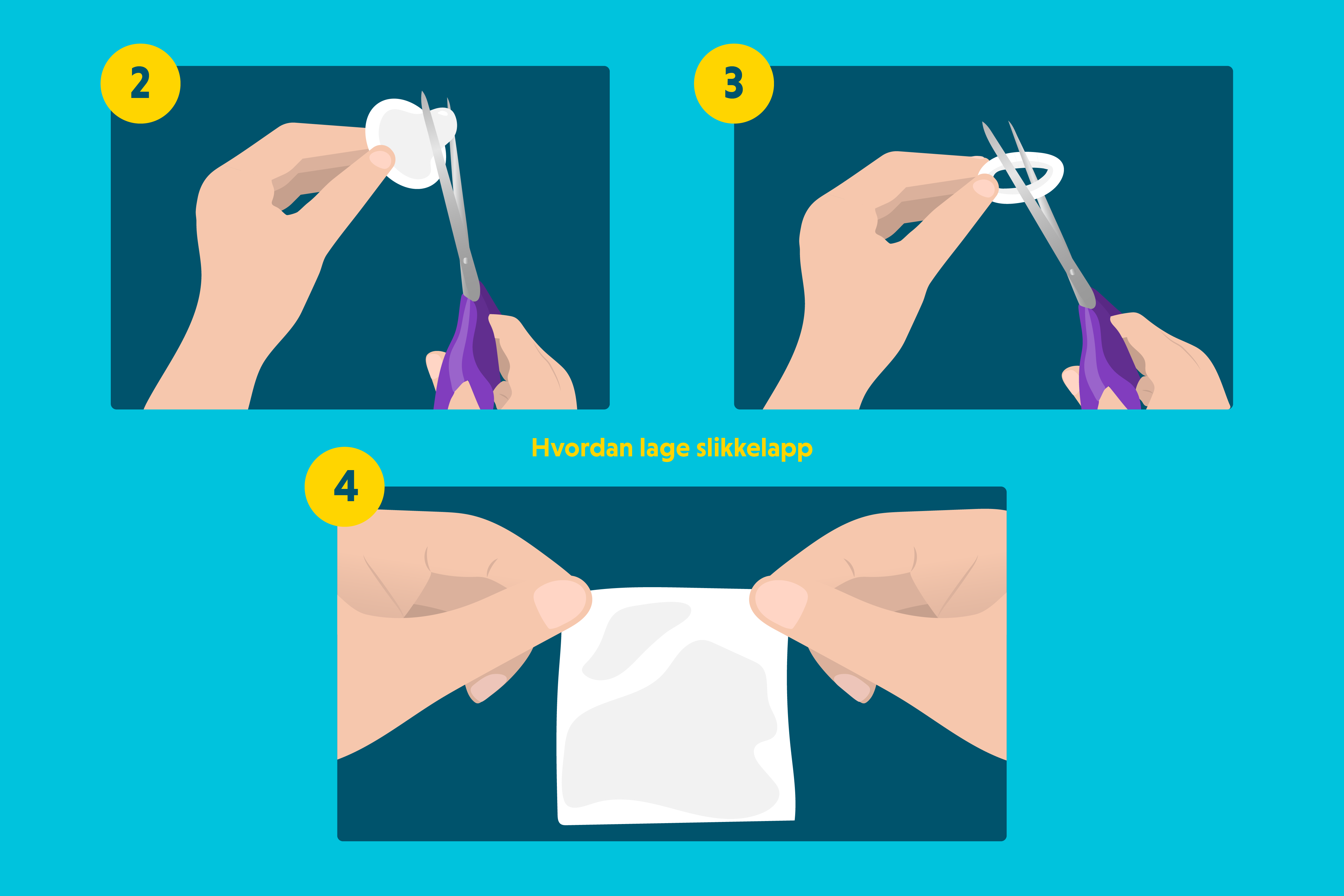 Instruks til hvordan du lager en slikkelapp av et kondom.