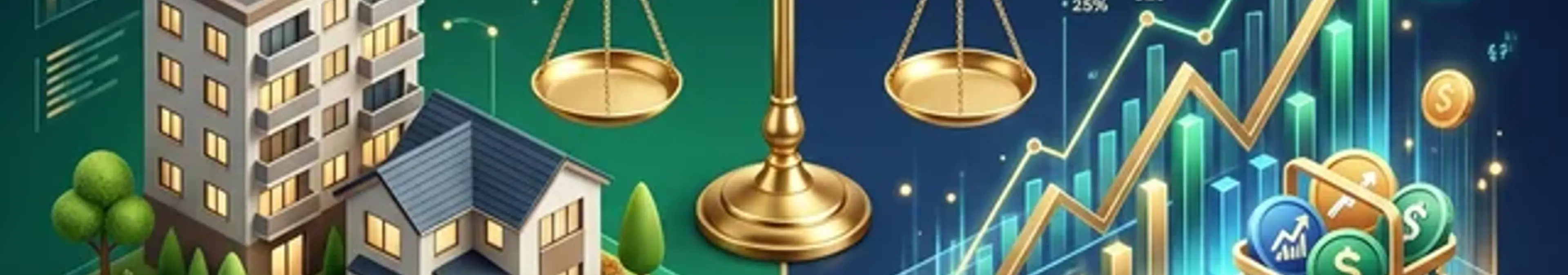 手堅い投資としての不動産とETFの利回り比較イメージ