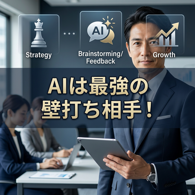 AIは最強の壁打ち相手！と書かれた40代マネージャー層向けのアイキャッチ