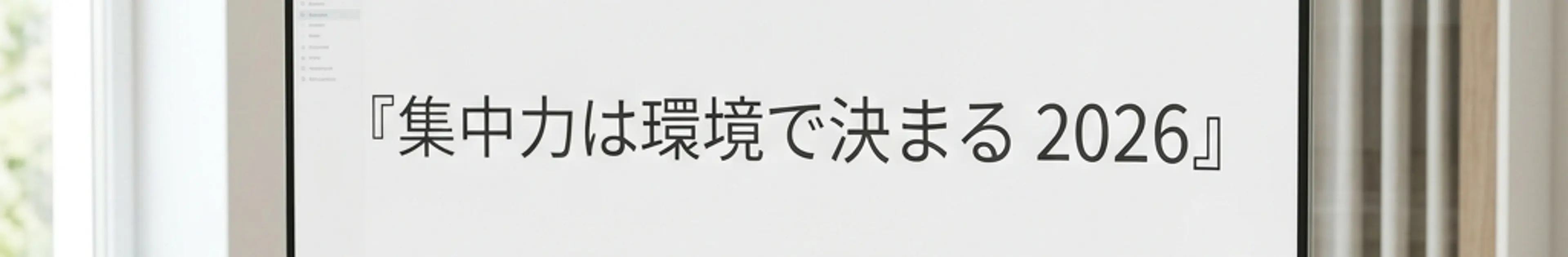 集中環境のイメージ:清潔感のある白いデスク環境と観葉植物、背後に見えるワークブース