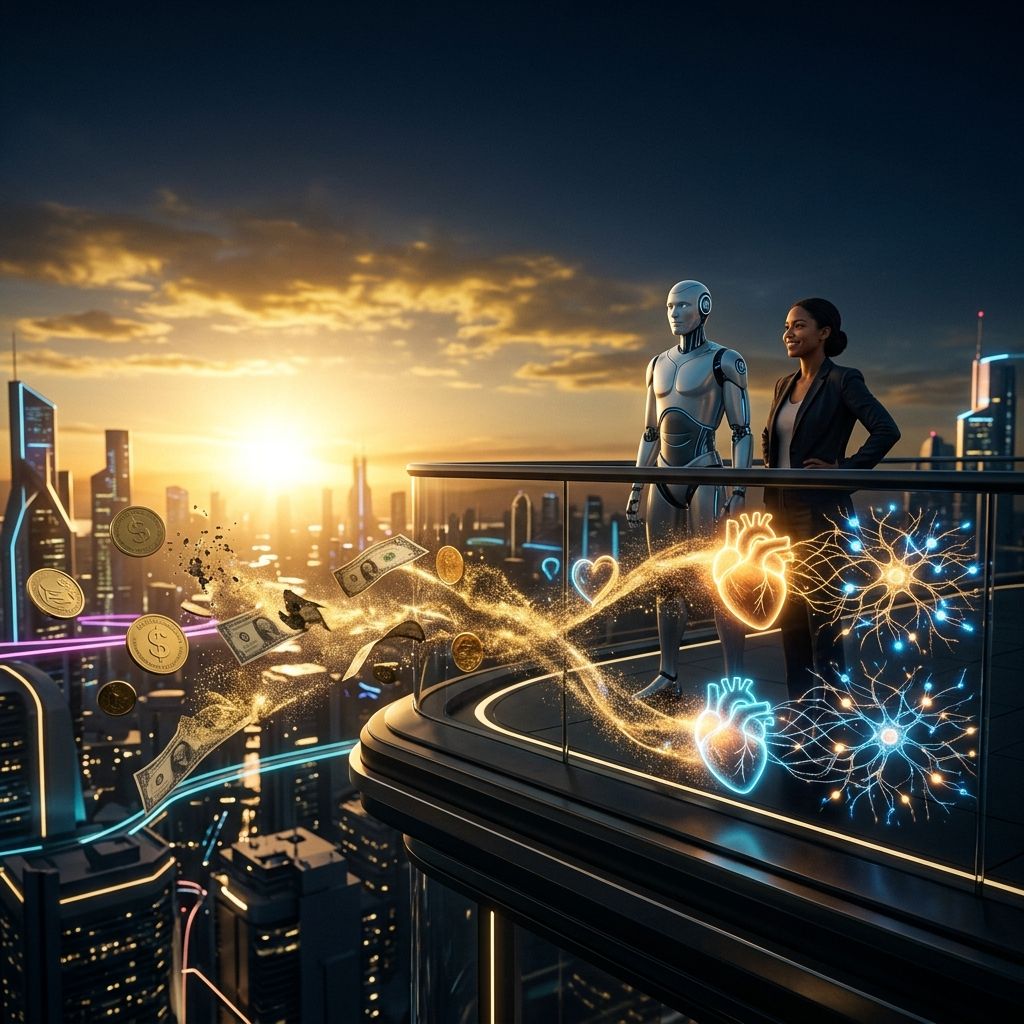 AIと共生する未来と価値の変容をイメージしたアイキャッチ