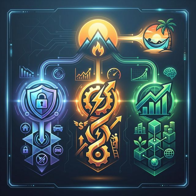 支出削減、収入増加、投資の3つの柱を示す図解