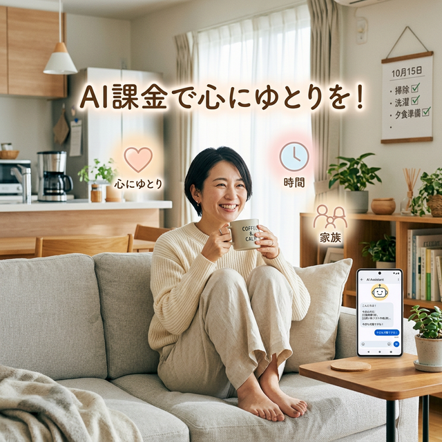 AI課金で心にゆとりを！と書かれた30代ワーママ向けのアイキャッチ
