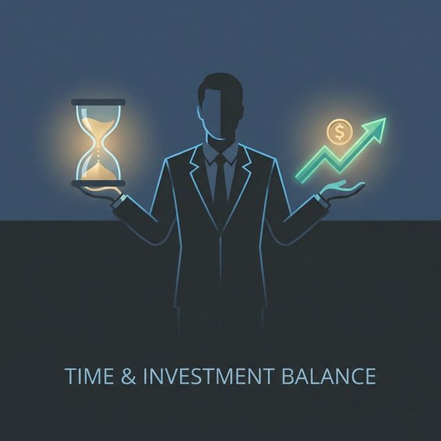 時間と投資のバランスを象徴するイラスト
