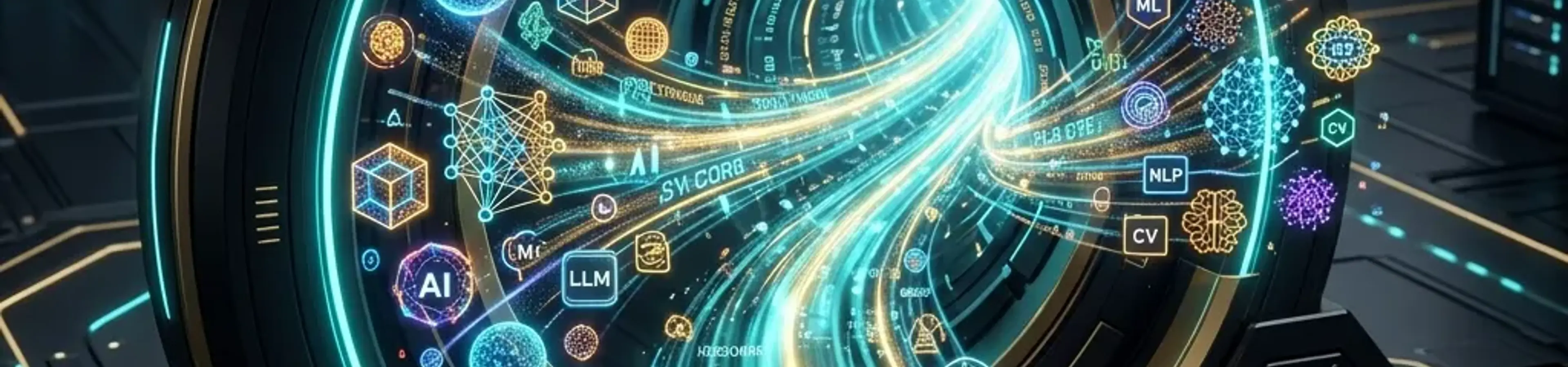 Futuristic digital gateway integrating various AI models