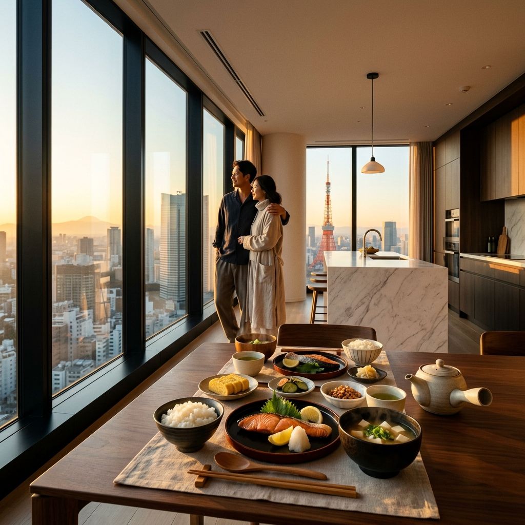 ヒカルの新しいモーニングルーティンをイメージした豪華な朝食の風景