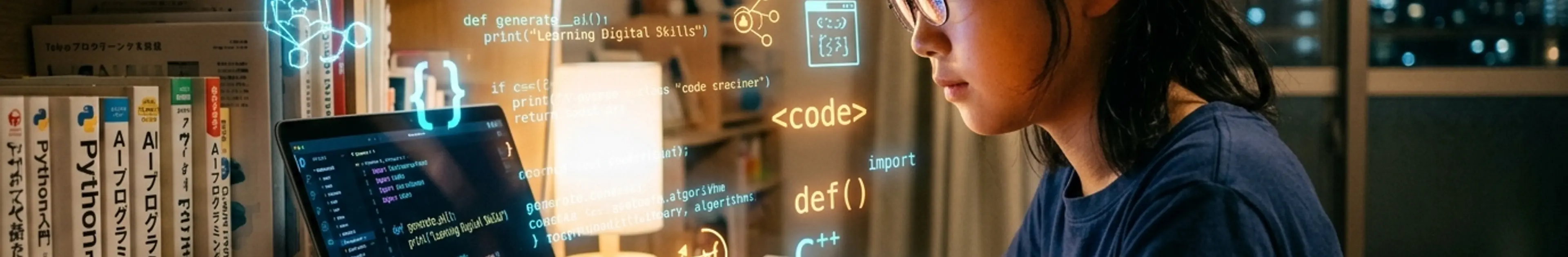 プログラミングを学ぶ中学生