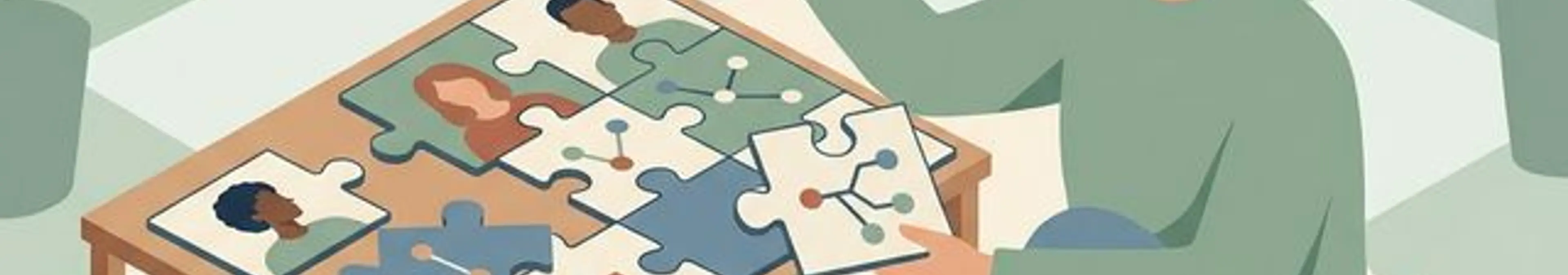 人間関係を見つめ直すパズルのイラスト