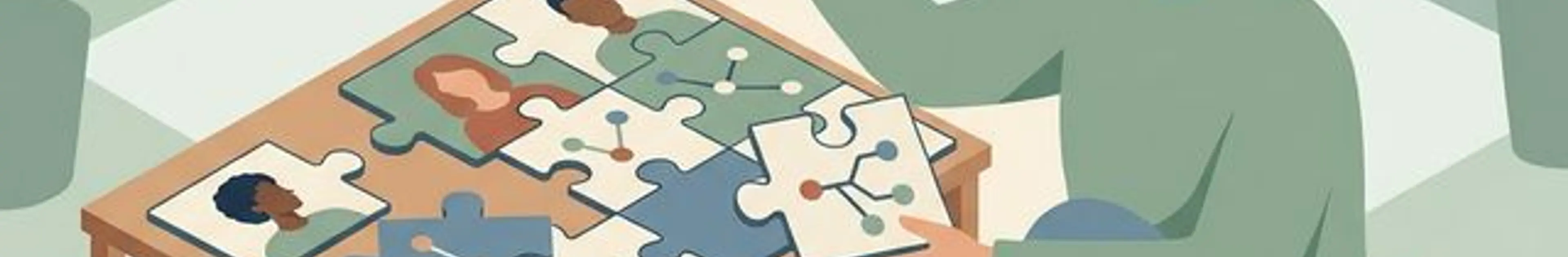 人間関係を見つめ直すパズルのイラスト